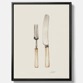 Canvastavla till kök med Kniv & Gaffel poster  – Köksposter, tavla till kök med bestick, kökstavla, poster till kök