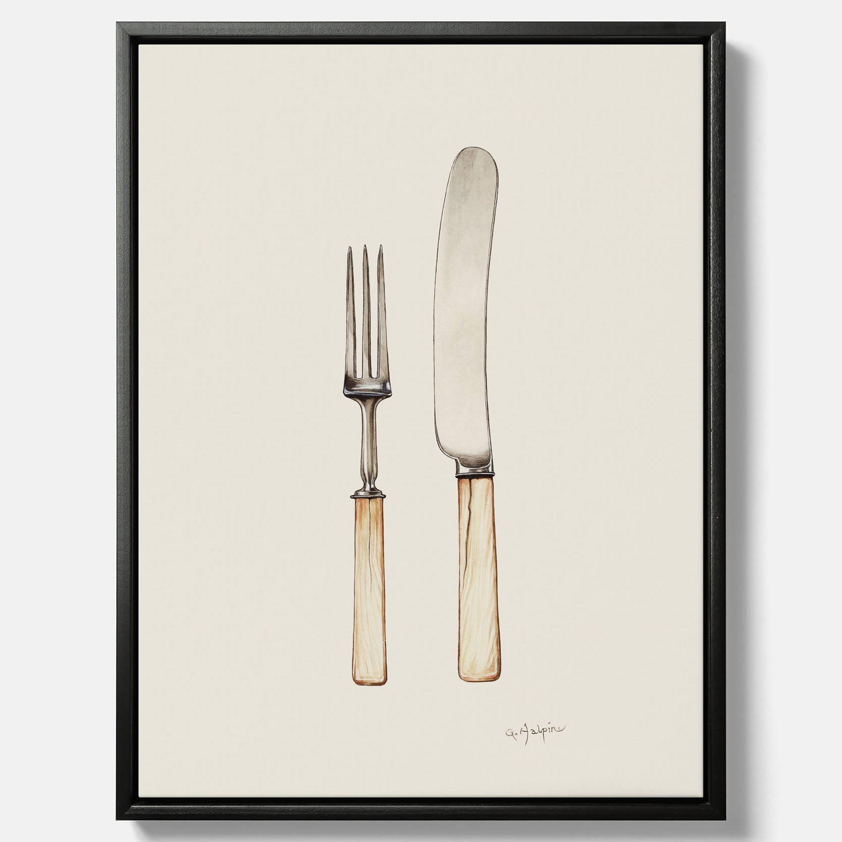 Canvastavla till kök med Kniv &amp; Gaffel poster  – Köksposter, tavla till kök med bestick, kökstavla, poster till kök