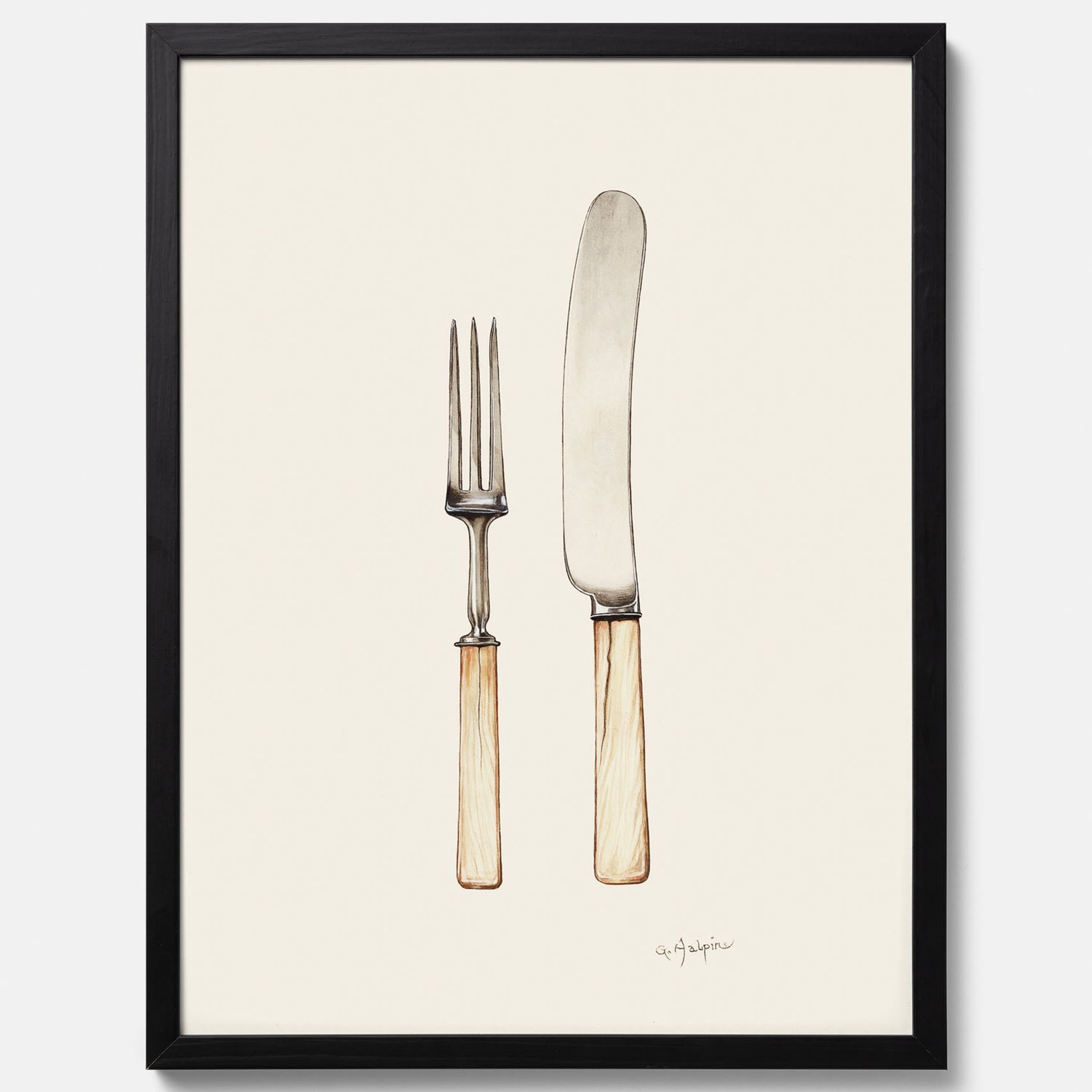 Kökstavla med Kniv &amp; Gaffel poster  – Köksposter, tavla till kök med bestick, kökstavla, poster till kök