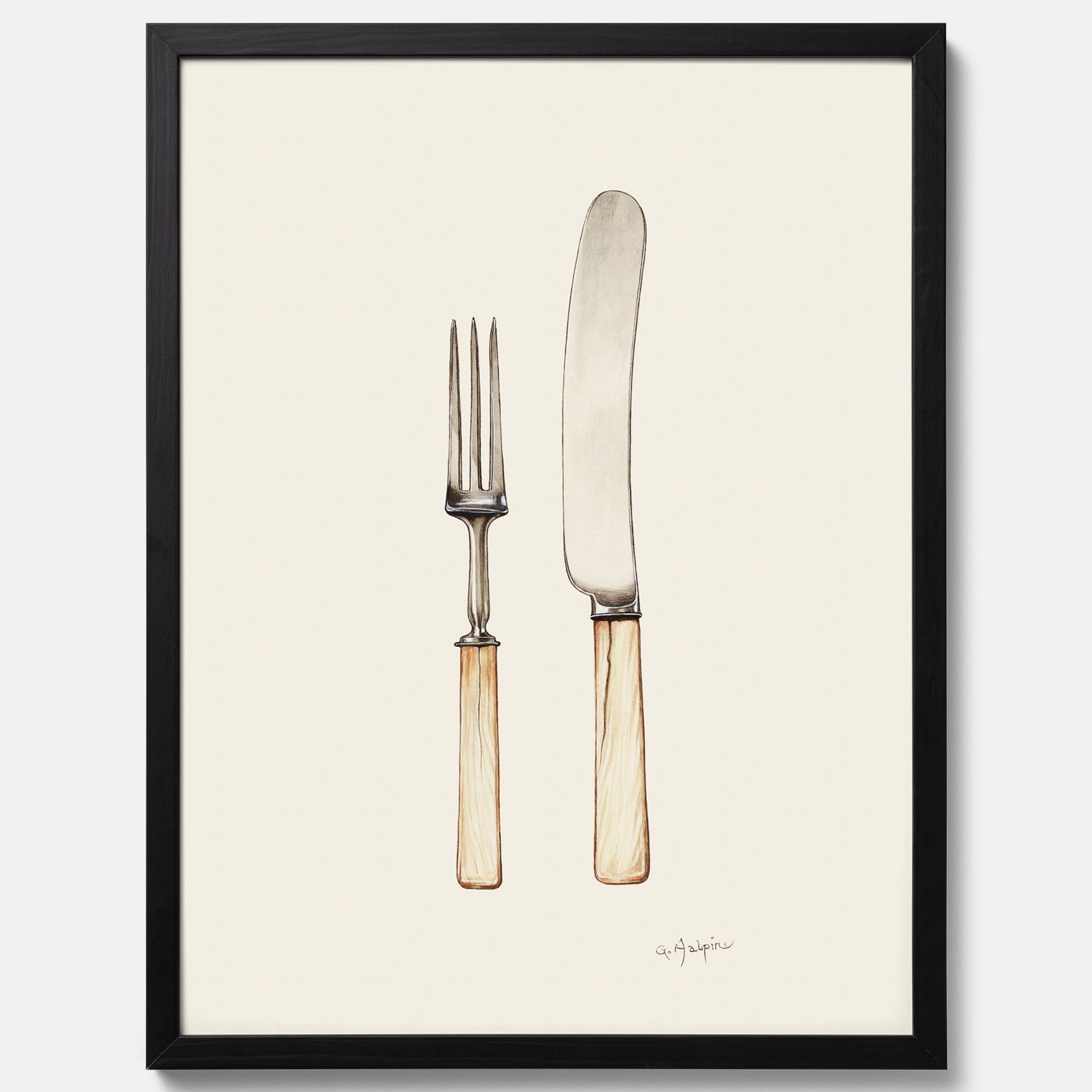 Kökstavla med Kniv &amp; Gaffel poster  – Köksposter, tavla till kök med bestick, kökstavla, poster till kök