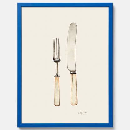 Kökstavla med Kniv &amp; Gaffel poster  – Köksposter, tavla till kök med bestick, kökstavla, poster till kök