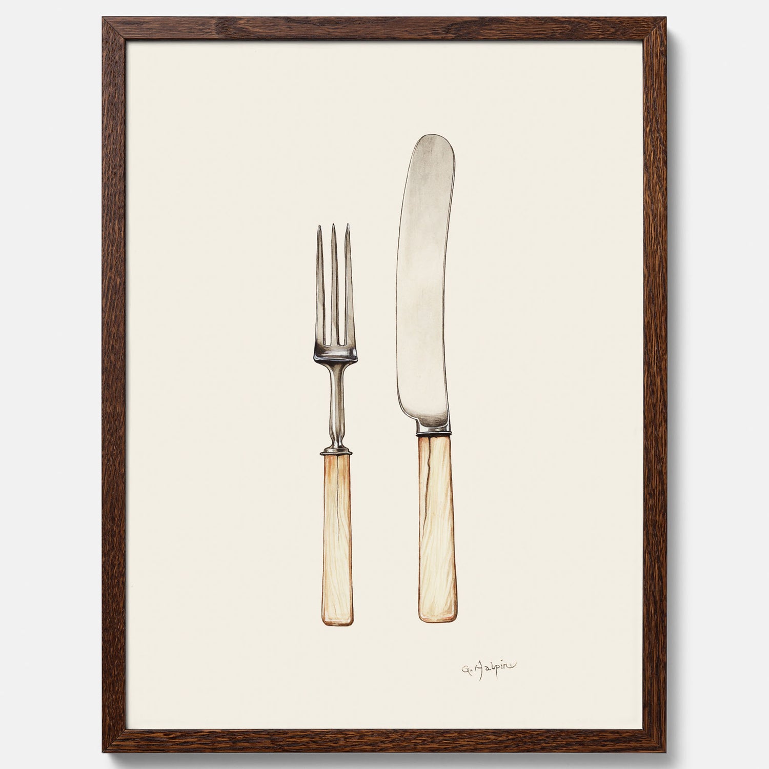 Kökstavla med Kniv &amp; Gaffel poster  – Köksposter, tavla till kök med bestick, kökstavla, poster till kök
