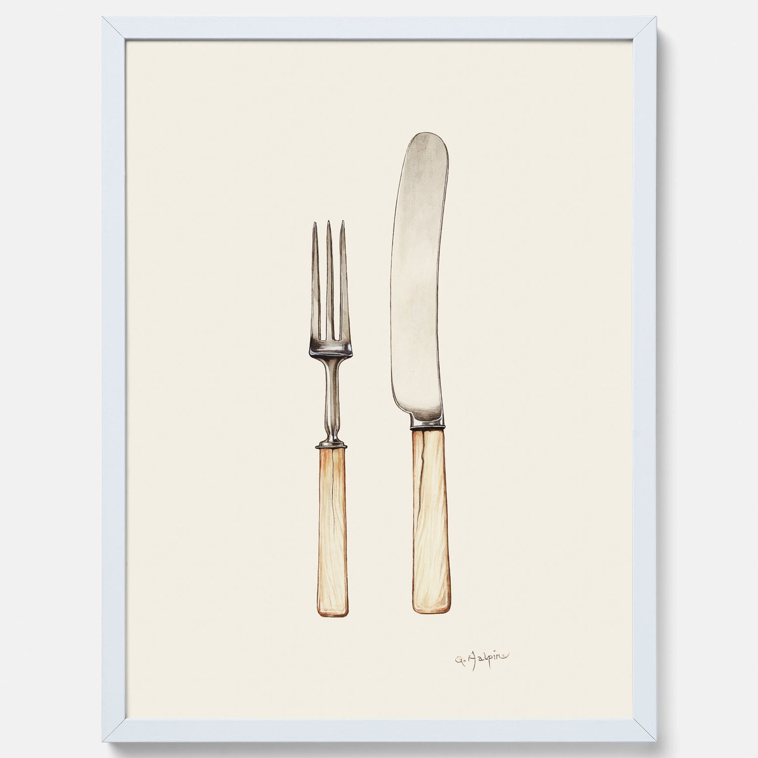 Kökstavla med Kniv &amp; Gaffel poster  – Köksposter, tavla till kök med bestick, kökstavla, poster till kök