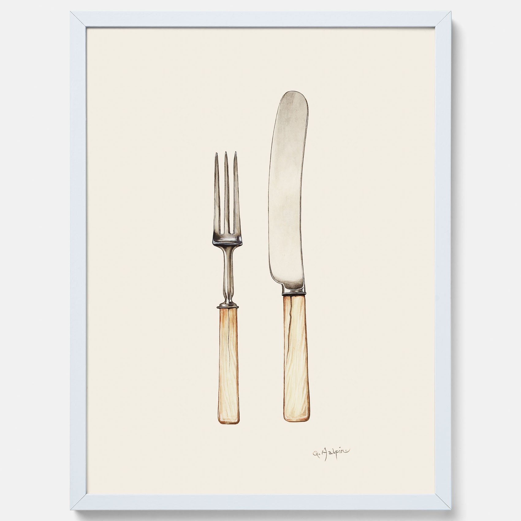 Kökstavla med Kniv &amp; Gaffel poster  – Köksposter, tavla till kök med bestick, kökstavla, poster till kök