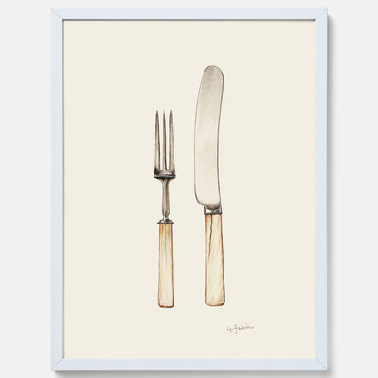 Kökstavla med Kniv &amp; Gaffel poster  – Köksposter, tavla till kök med bestick, kökstavla, poster till kök