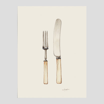 Kökstavla med Kniv &amp; Gaffel poster  – Köksposter, tavla till kök med bestick, kökstavla, poster till kök