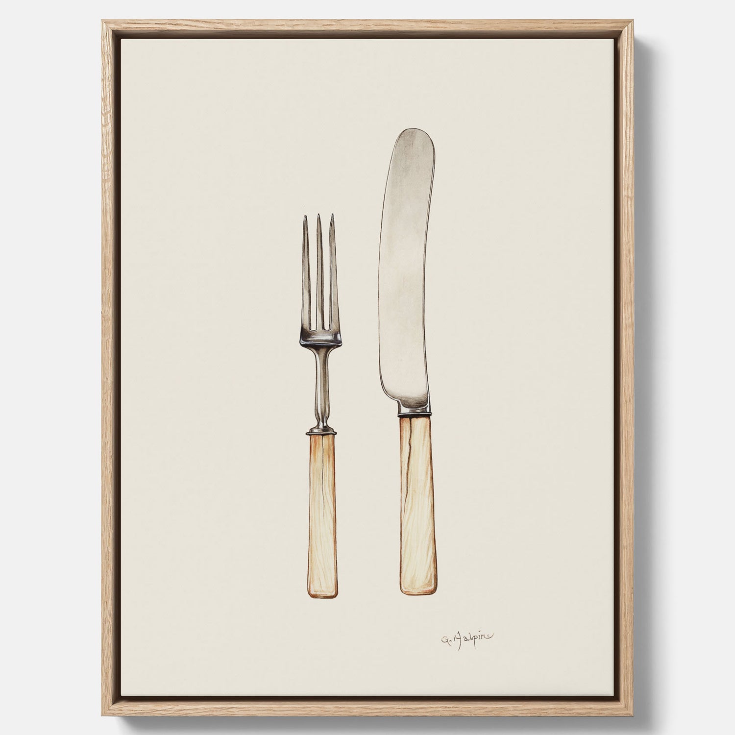 Canvastavla till kök med Kniv &amp; Gaffel poster  – Köksposter, tavla till kök med bestick, kökstavla, poster till kök