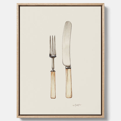 Canvastavla till kök med Kniv &amp; Gaffel poster  – Köksposter, tavla till kök med bestick, kökstavla, poster till kök