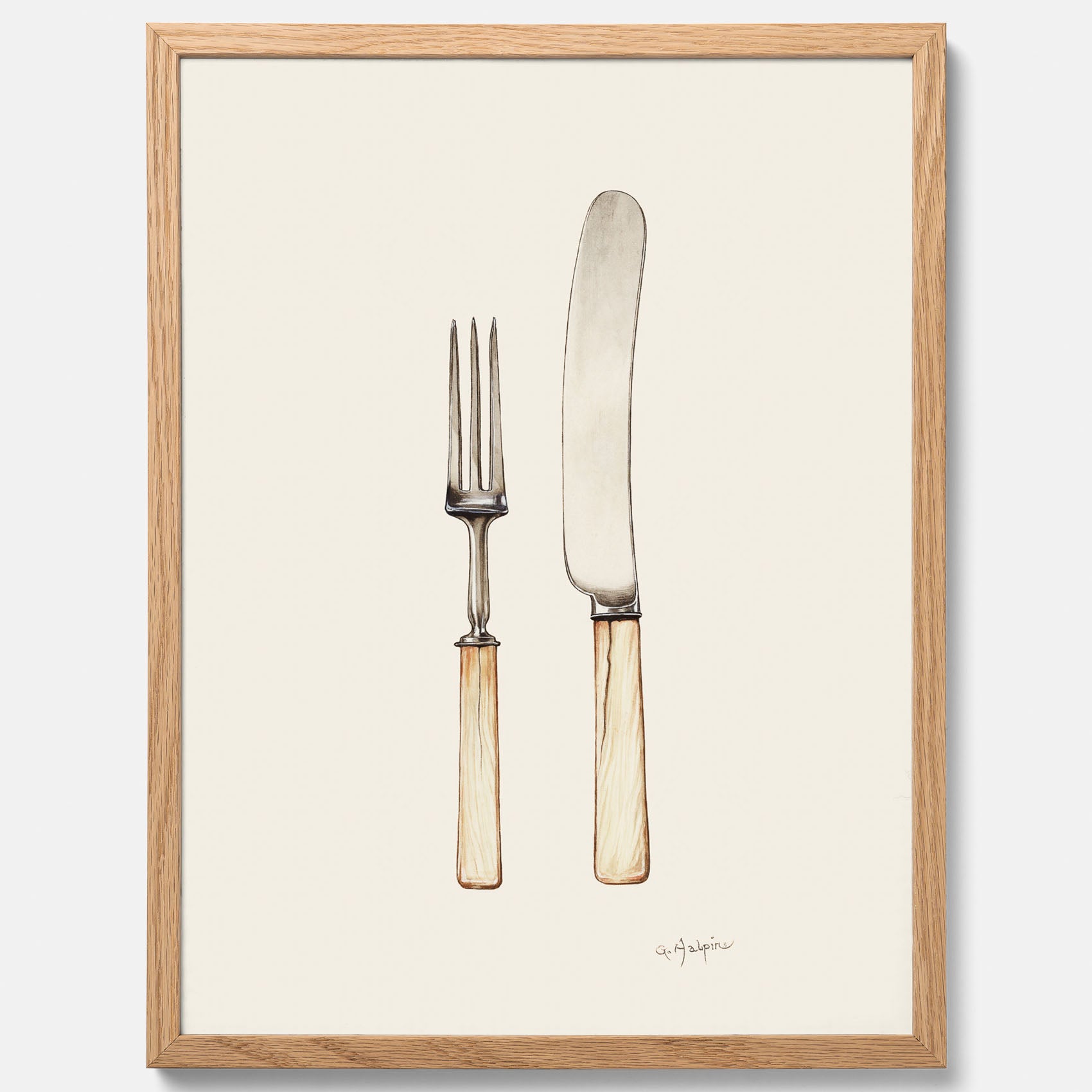 Kökstavla med Kniv &amp; Gaffel poster  – Köksposter, tavla till kök med bestick, kökstavla, poster till kök