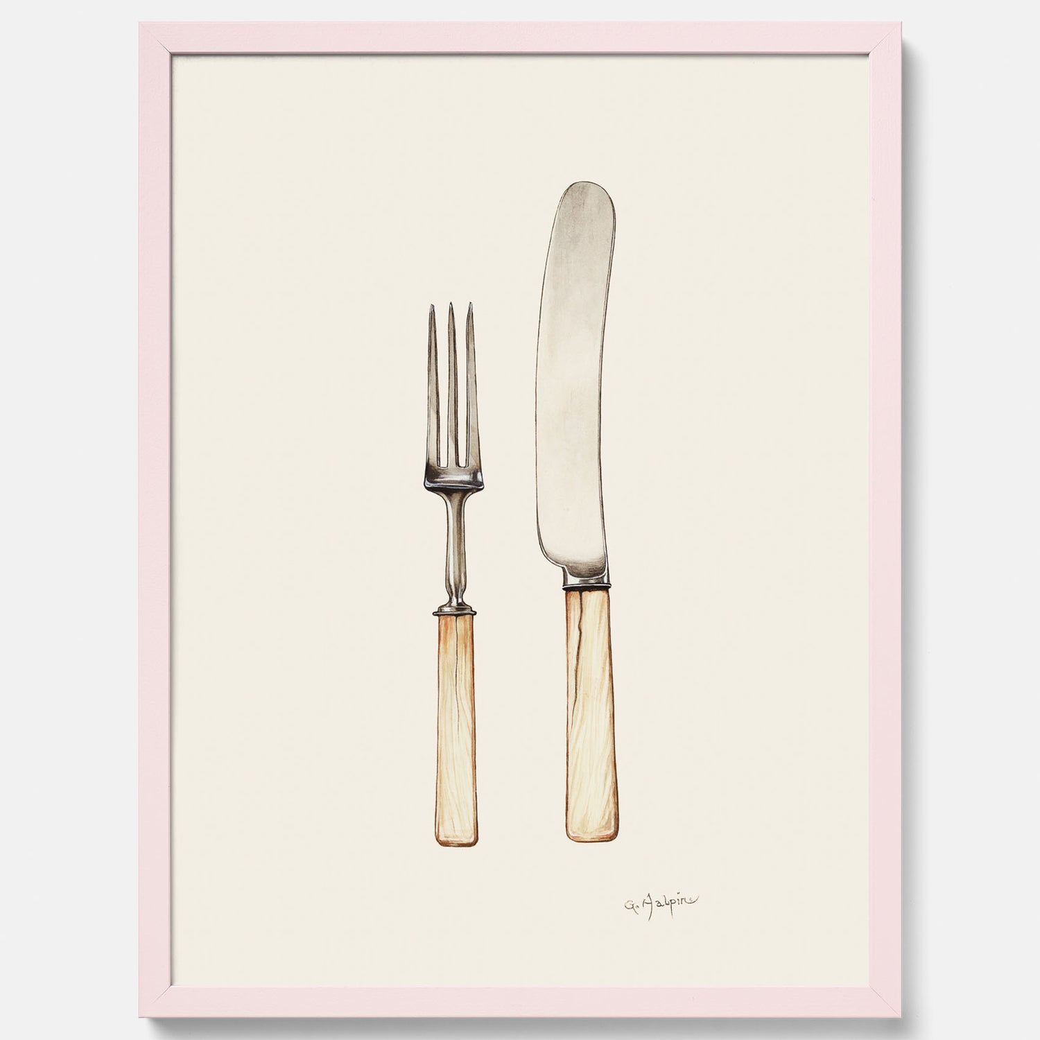 Kökstavla med Kniv &amp; Gaffel poster  – Köksposter, tavla till kök med bestick, kökstavla, poster till kök