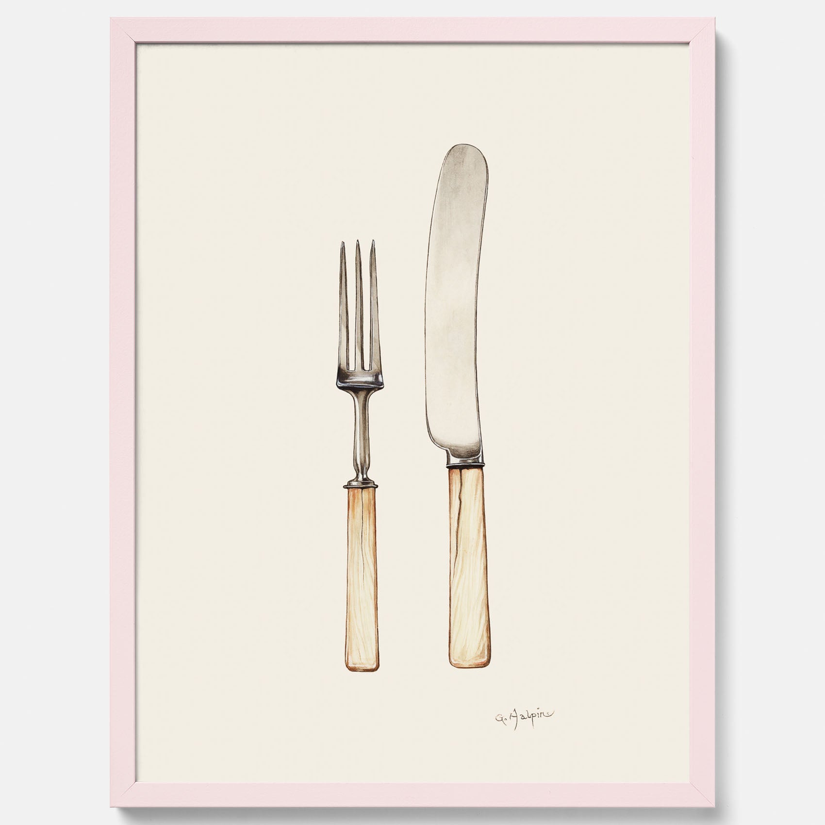 Kökstavla med Kniv &amp; Gaffel poster  – Köksposter, tavla till kök med bestick, kökstavla, poster till kök