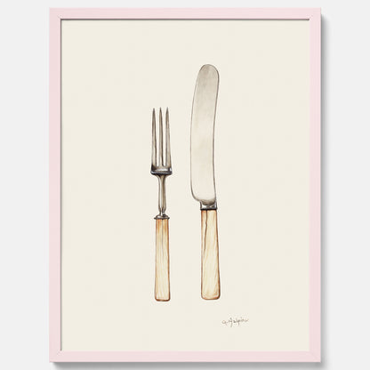 Kökstavla med Kniv &amp; Gaffel poster  – Köksposter, tavla till kök med bestick, kökstavla, poster till kök