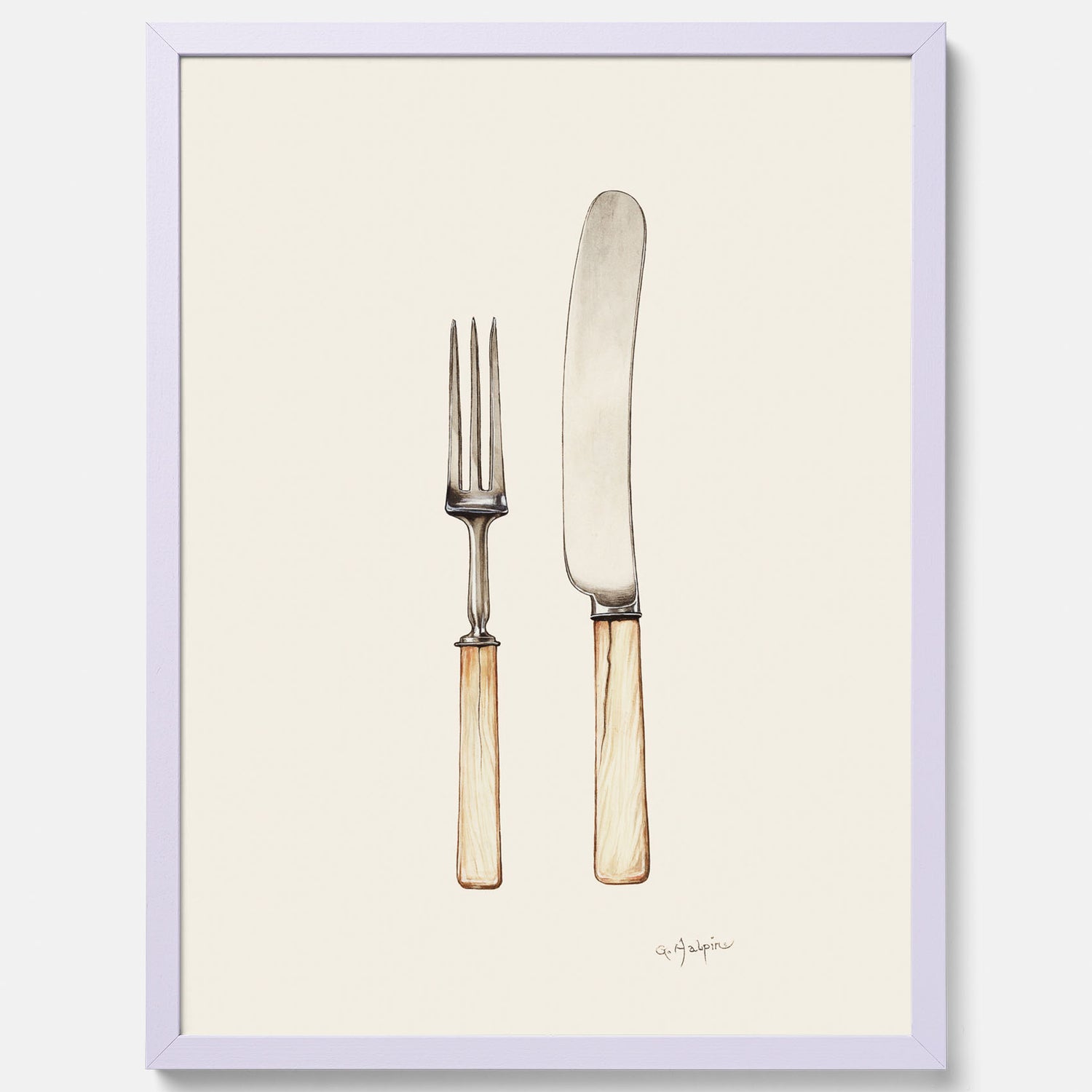Kökstavla med Kniv &amp; Gaffel poster  – Köksposter, tavla till kök med bestick, kökstavla, poster till kök