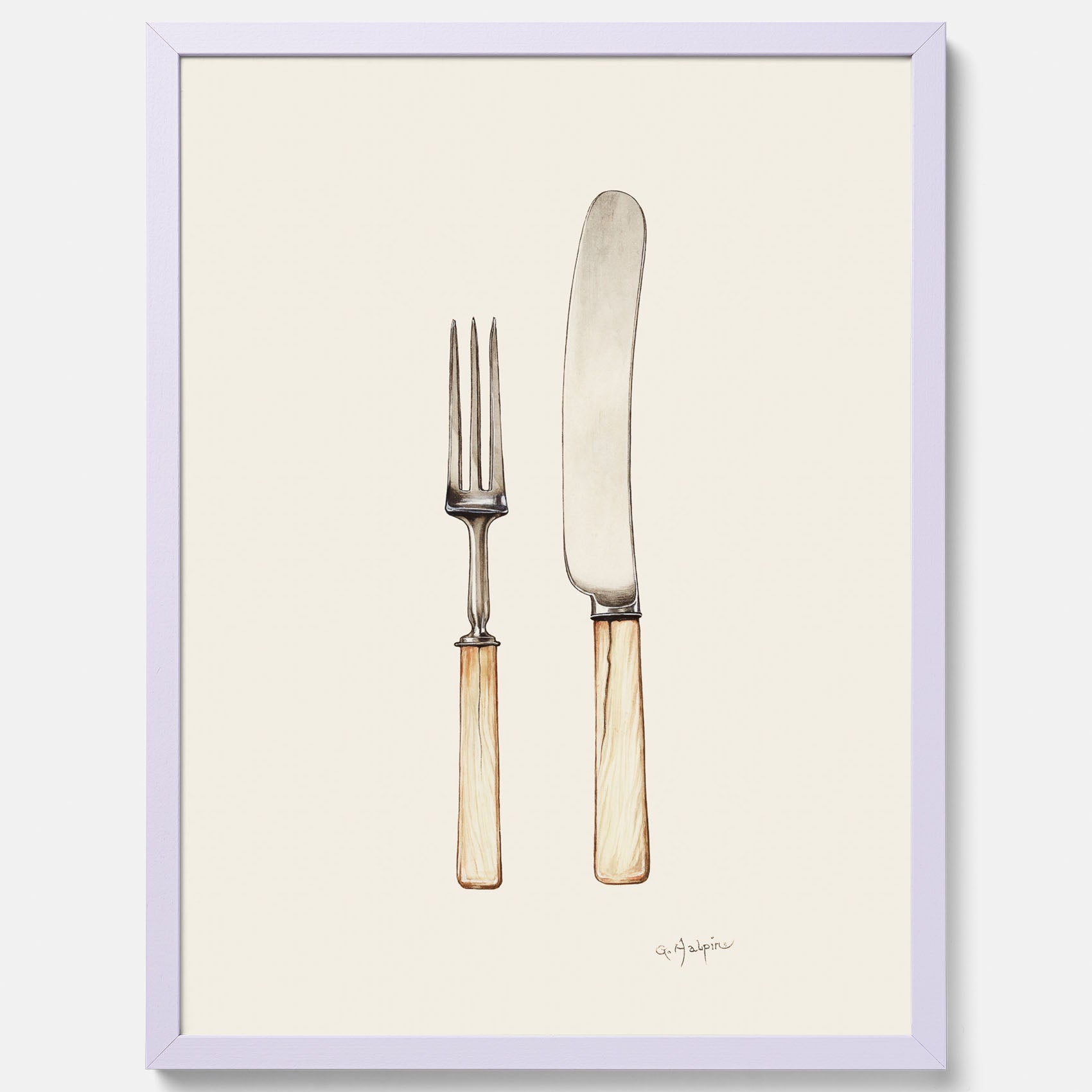 Kökstavla med Kniv &amp; Gaffel poster  – Köksposter, tavla till kök med bestick, kökstavla, poster till kök