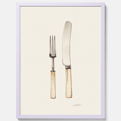 Kökstavla med Kniv &amp; Gaffel poster  – Köksposter, tavla till kök med bestick, kökstavla, poster till kök