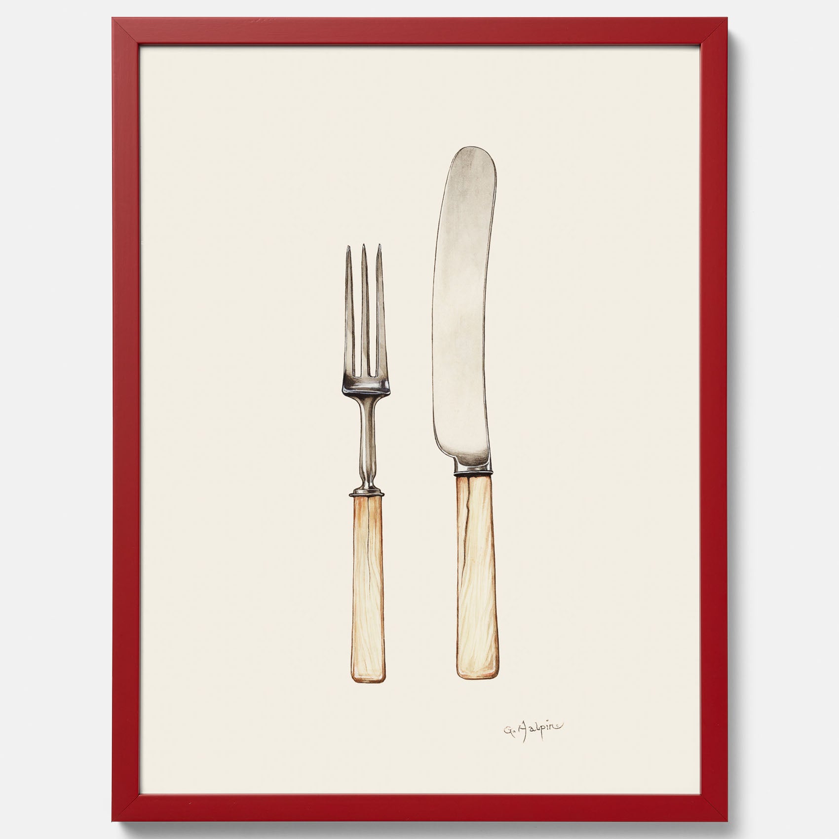 Kökstavla med Kniv &amp; Gaffel poster  – Köksposter, tavla till kök med bestick, kökstavla, poster till kök