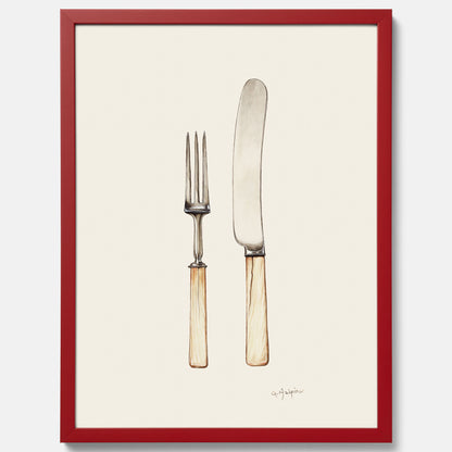 Kökstavla med Kniv &amp; Gaffel poster  – Köksposter, tavla till kök med bestick, kökstavla, poster till kök