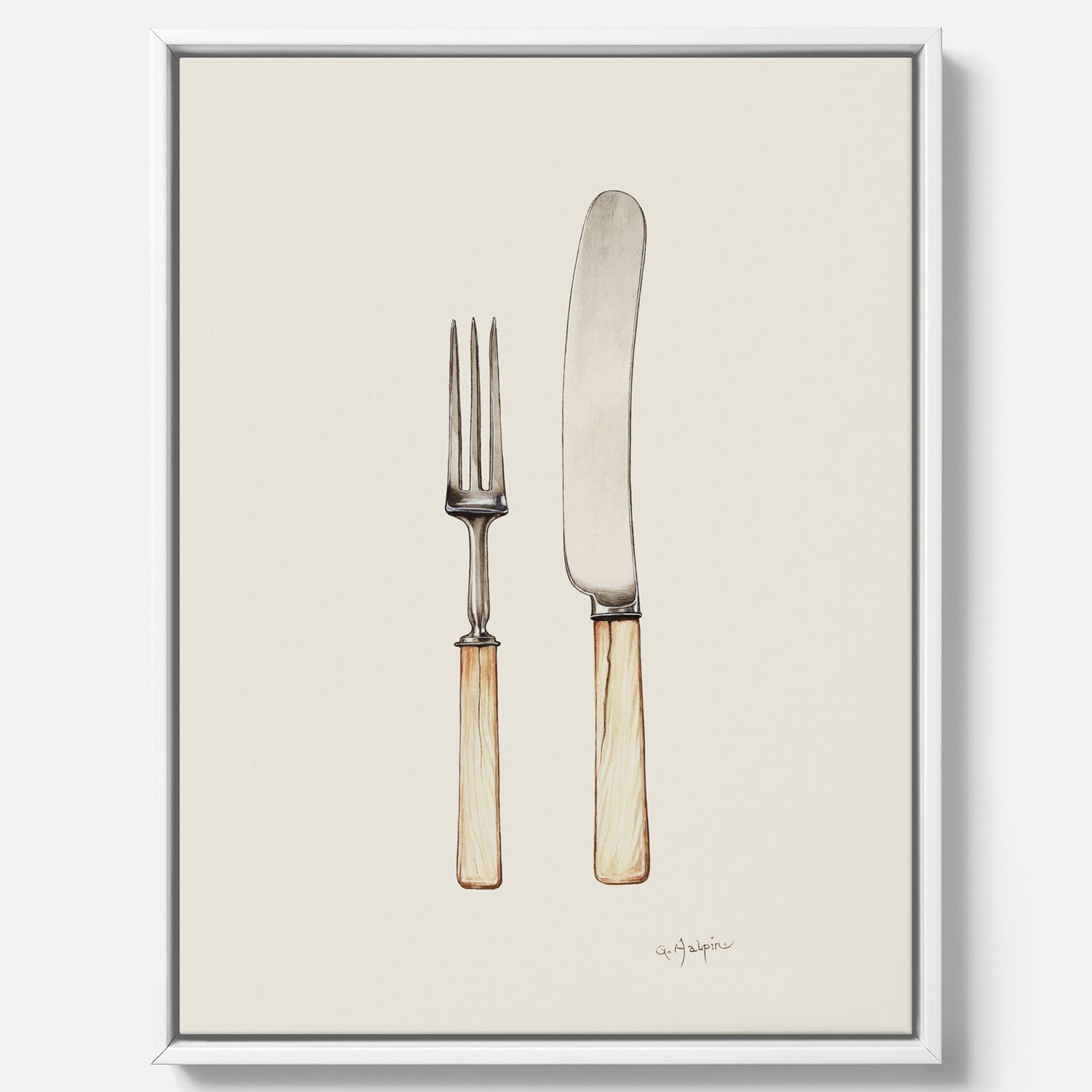 Canvastavla till kök med Kniv &amp; Gaffel poster  – Köksposter, tavla till kök med bestick, kökstavla, poster till kök