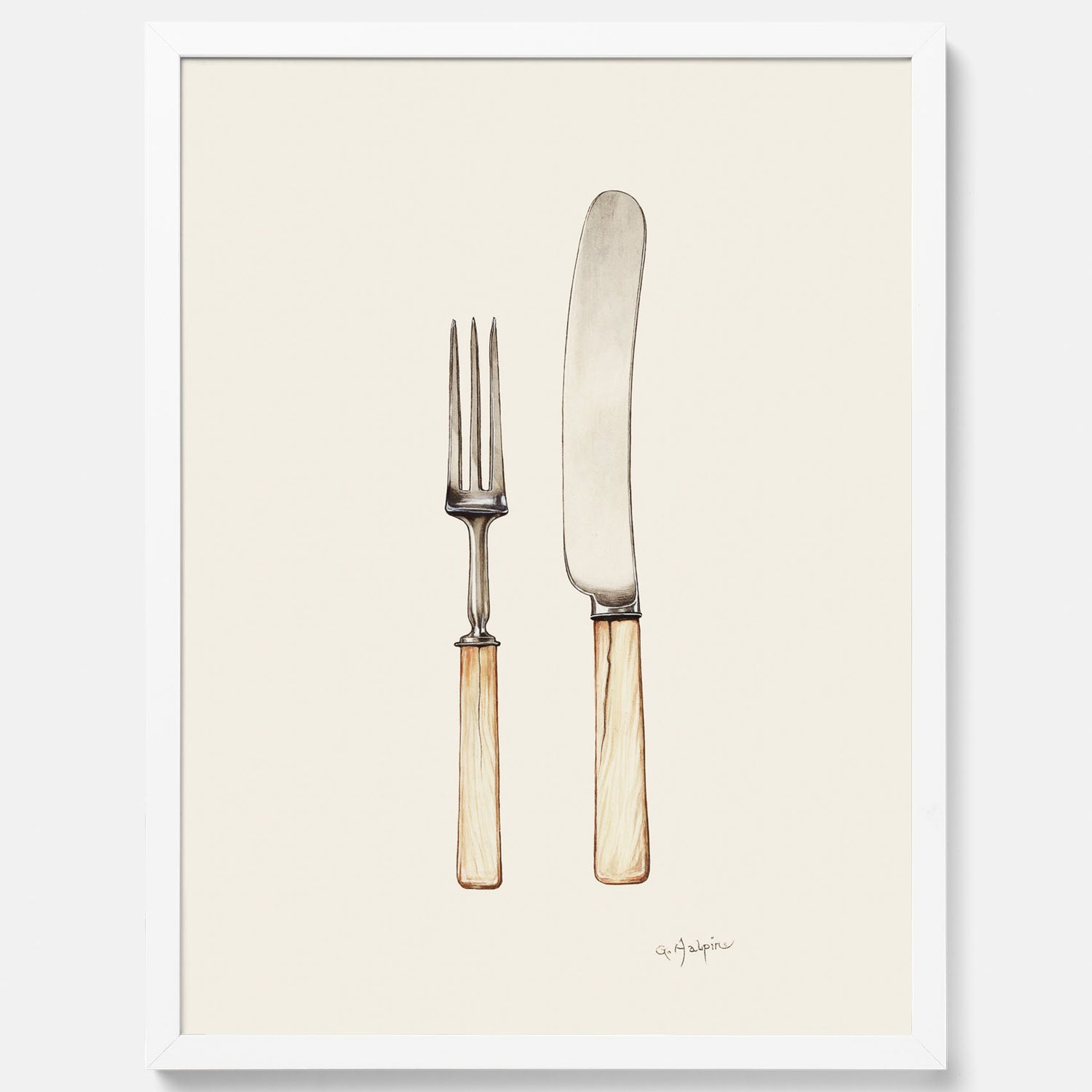 Kökstavla med Kniv &amp; Gaffel poster  – Köksposter, tavla till kök med bestick, kökstavla, poster till kök
