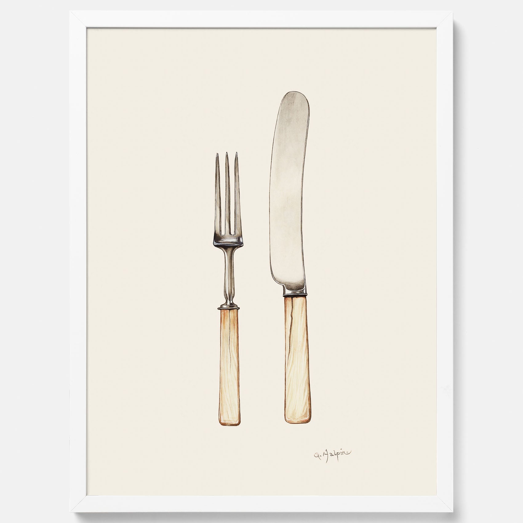 Kökstavla med Kniv &amp; Gaffel poster  – Köksposter, tavla till kök med bestick, kökstavla, poster till kök