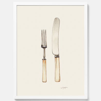 Kökstavla med Kniv &amp; Gaffel poster  – Köksposter, tavla till kök med bestick, kökstavla, poster till kök