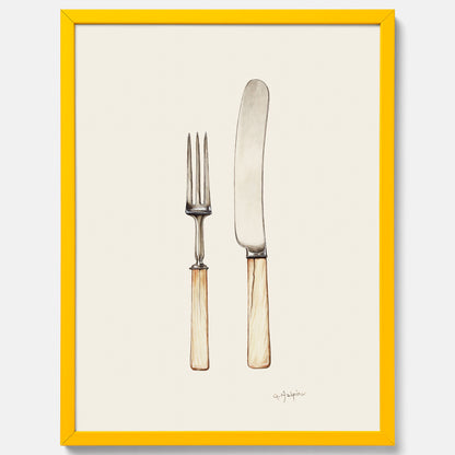 Kökstavla med Kniv &amp; Gaffel poster  – Köksposter, tavla till kök med bestick, kökstavla, poster till kök