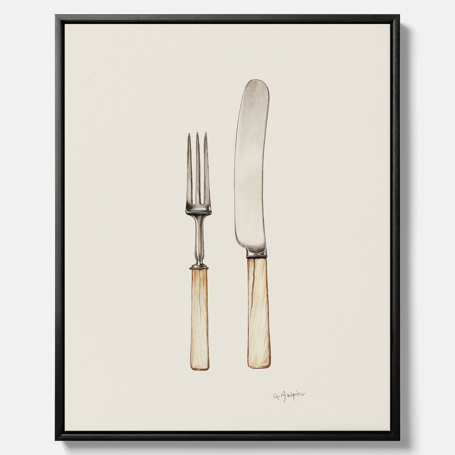 Canvastavla till kök med Kniv &amp; Gaffel poster  – Köksposter, tavla till kök med bestick, kökstavla, poster till kök