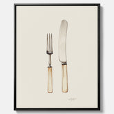 Canvastavla till kök med Kniv & Gaffel poster  – Köksposter, tavla till kök med bestick, kökstavla, poster till kök