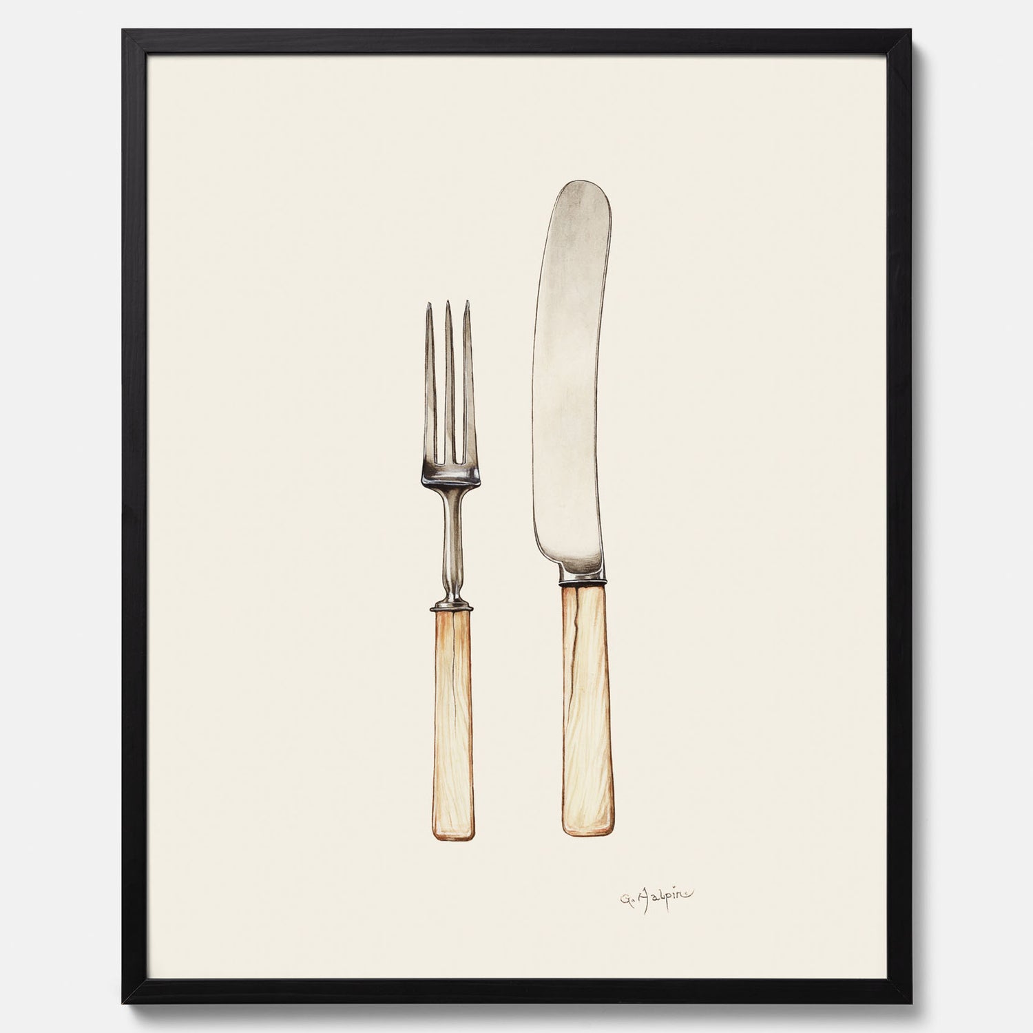 Kökstavla med Kniv &amp; Gaffel poster  – Köksposter, tavla till kök med bestick, kökstavla, poster till kök