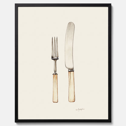 Kökstavla med Kniv &amp; Gaffel poster  – Köksposter, tavla till kök med bestick, kökstavla, poster till kök