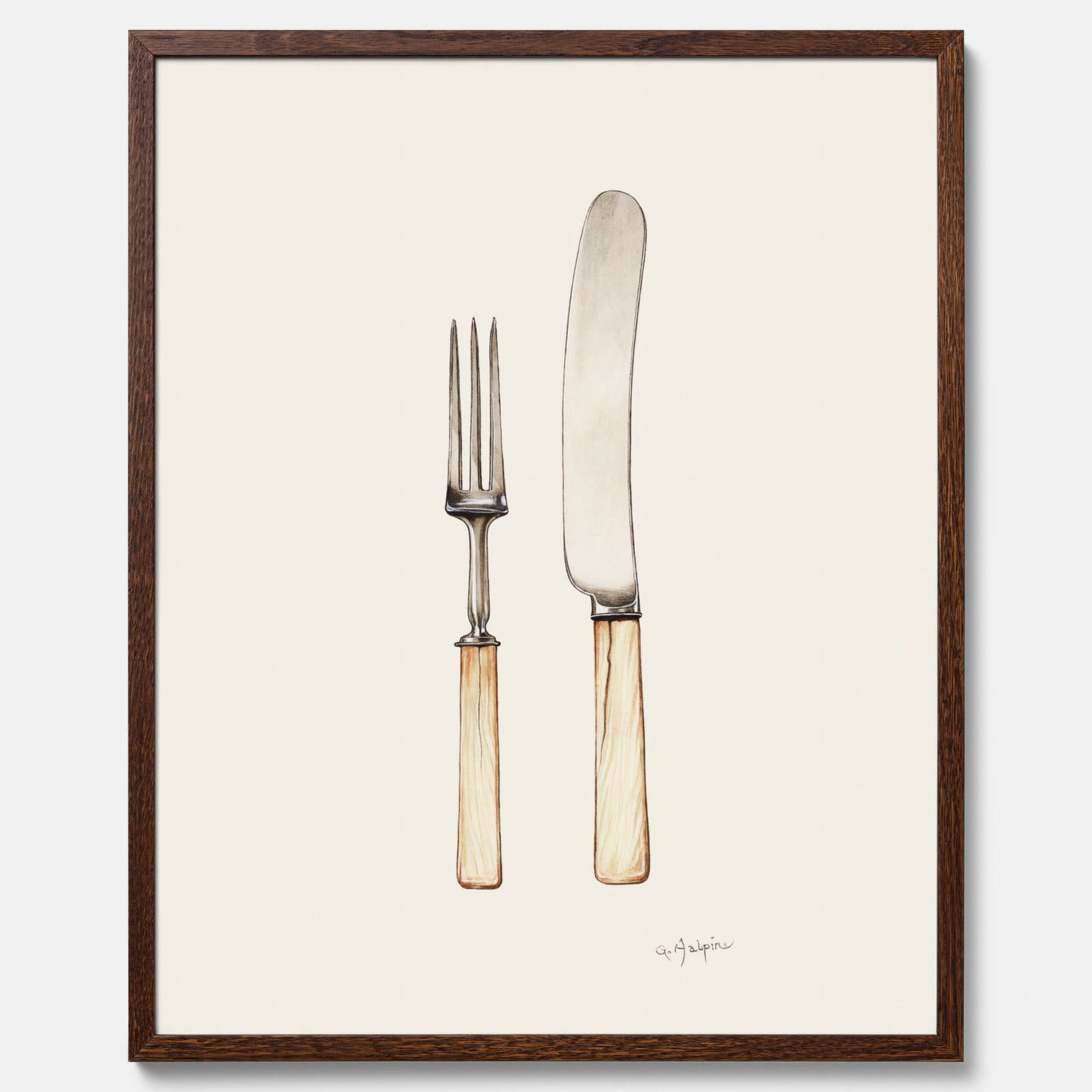 Kökstavla med Kniv &amp; Gaffel poster  – Köksposter, tavla till kök med bestick, kökstavla, poster till kök