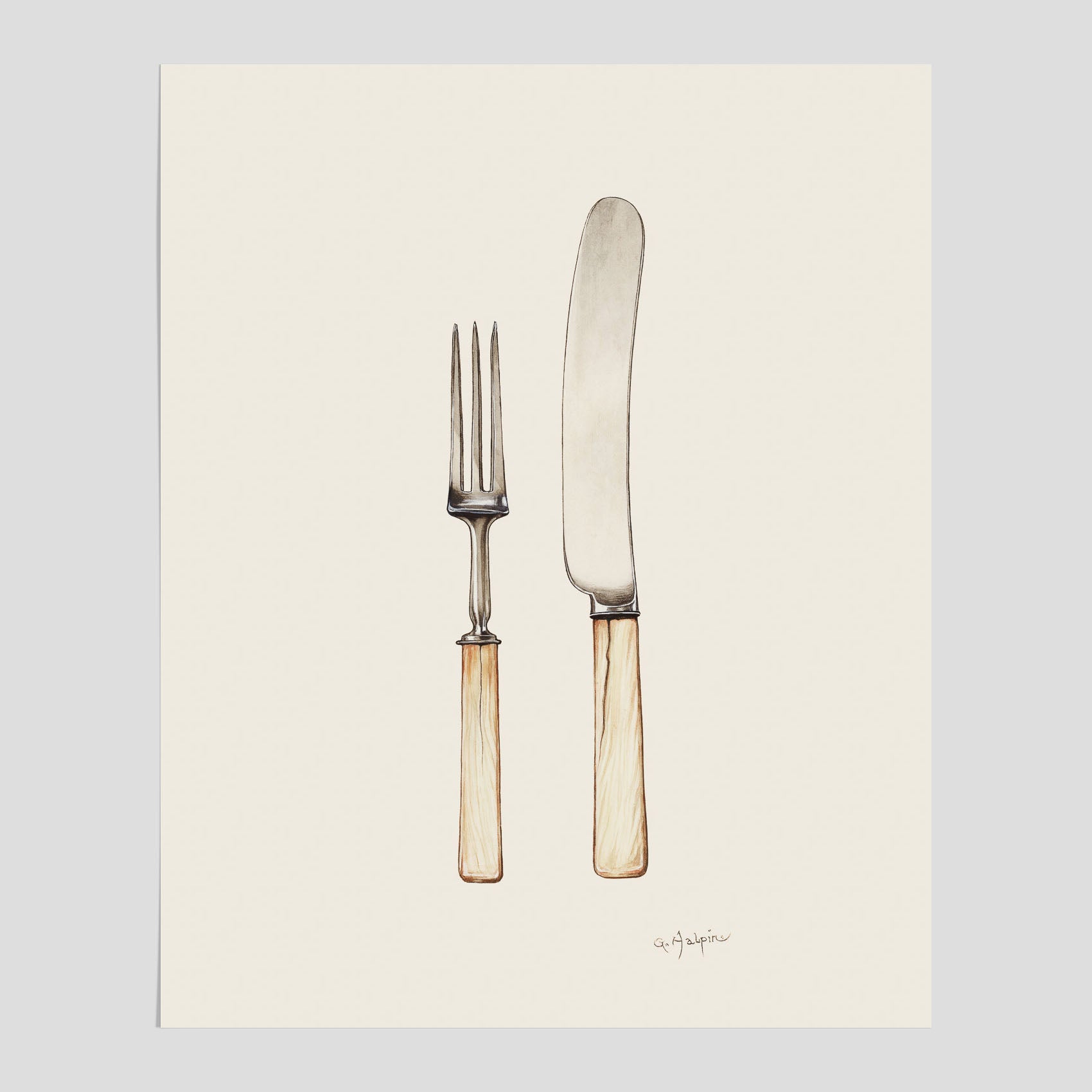 Kökstavla med Kniv &amp; Gaffel poster  – Köksposter, tavla till kök med bestick, kökstavla, poster till kök