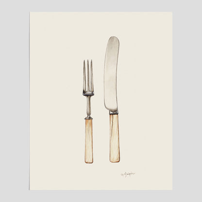 Kökstavla med Kniv &amp; Gaffel poster  – Köksposter, tavla till kök med bestick, kökstavla, poster till kök