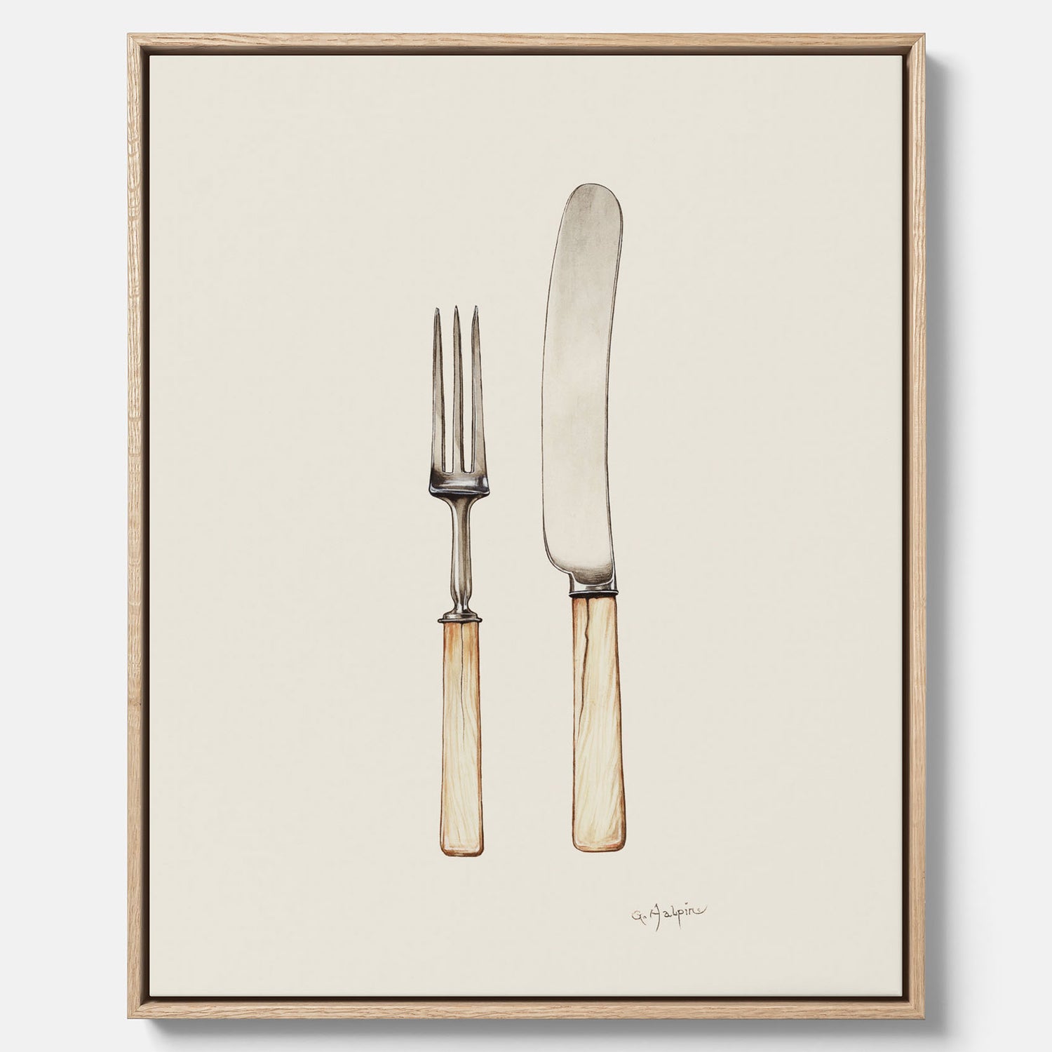 Canvastavla till kök med Kniv &amp; Gaffel poster  – Köksposter, tavla till kök med bestick, kökstavla, poster till kök