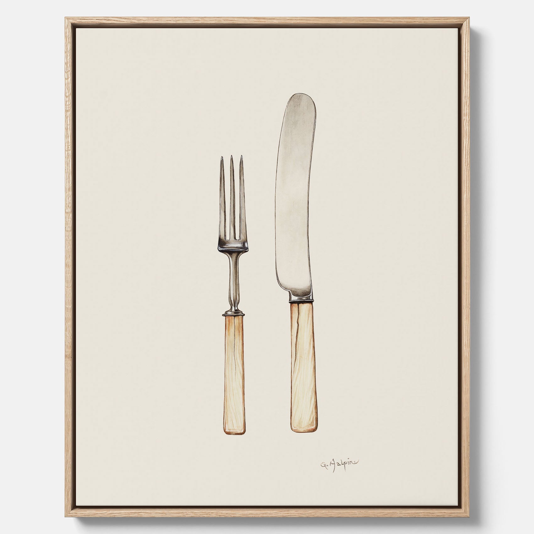 Canvastavla till kök med Kniv &amp; Gaffel poster  – Köksposter, tavla till kök med bestick, kökstavla, poster till kök