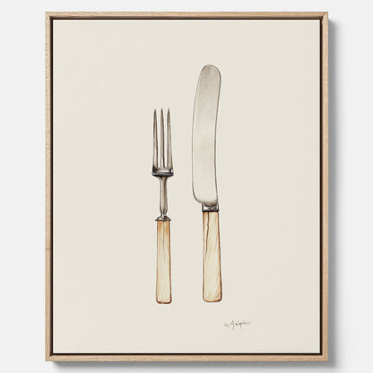Canvastavla till kök med Kniv &amp; Gaffel poster  – Köksposter, tavla till kök med bestick, kökstavla, poster till kök