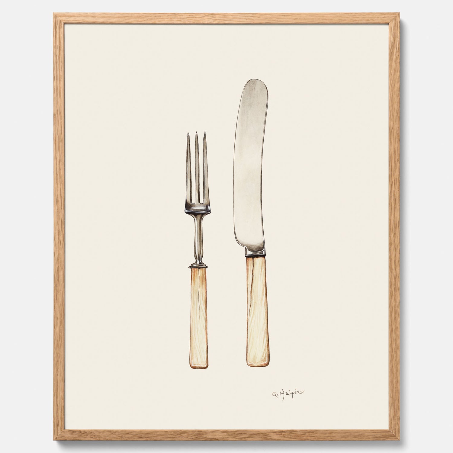 Kökstavla med Kniv &amp; Gaffel poster  – Köksposter, tavla till kök med bestick, kökstavla, poster till kök