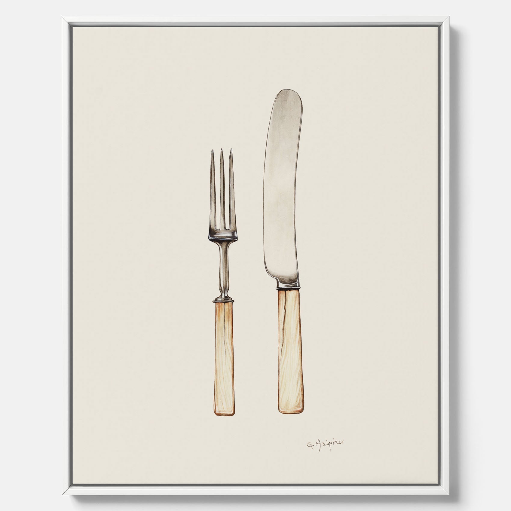 Canvastavla till kök med Kniv &amp; Gaffel poster  – Köksposter, tavla till kök med bestick, kökstavla, poster till kök