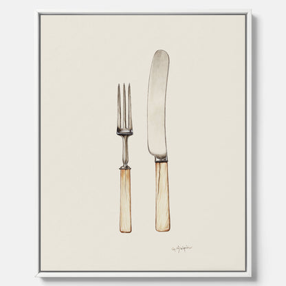Canvastavla till kök med Kniv &amp; Gaffel poster  – Köksposter, tavla till kök med bestick, kökstavla, poster till kök