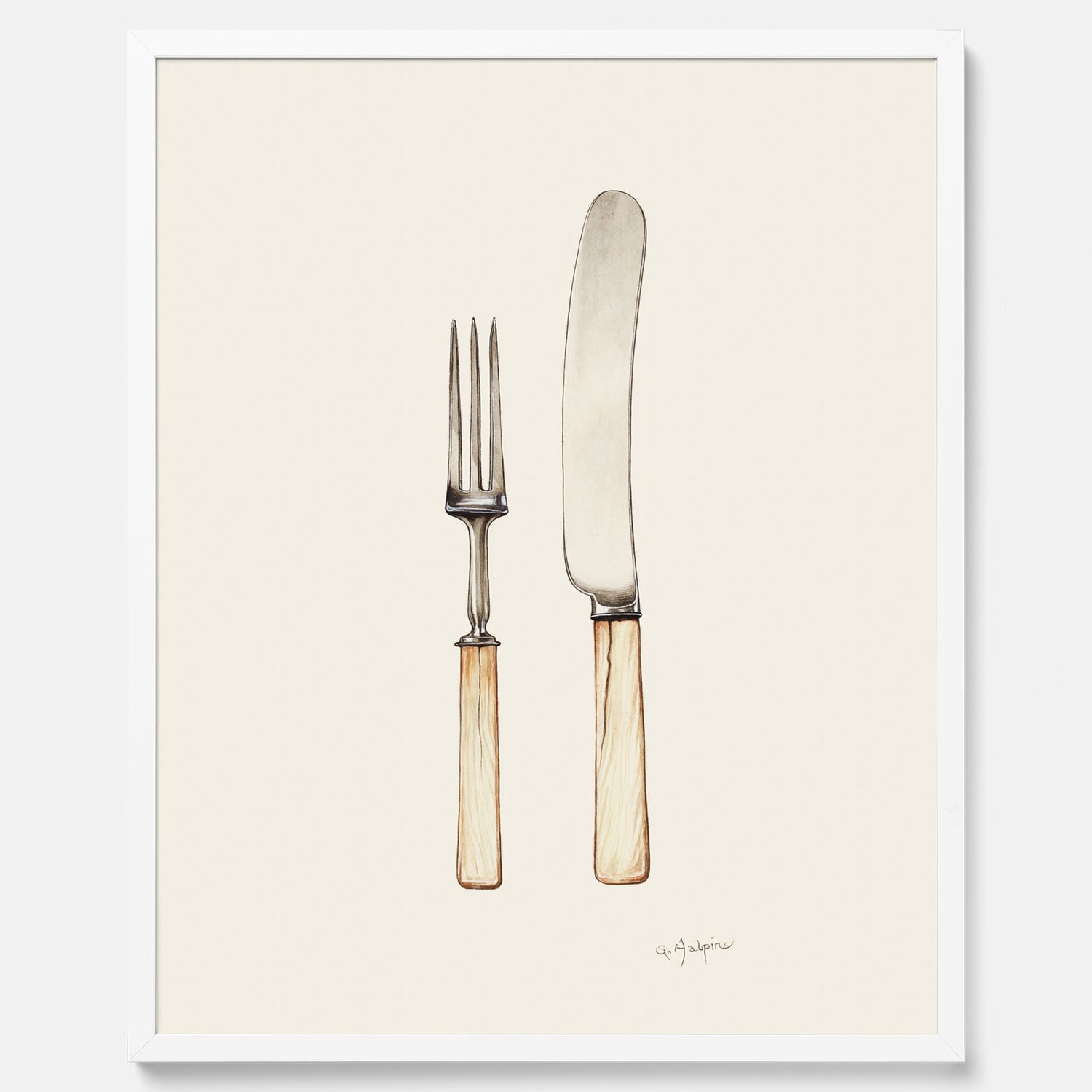 Kökstavla med Kniv &amp; Gaffel poster  – Köksposter, tavla till kök med bestick, kökstavla, poster till kök