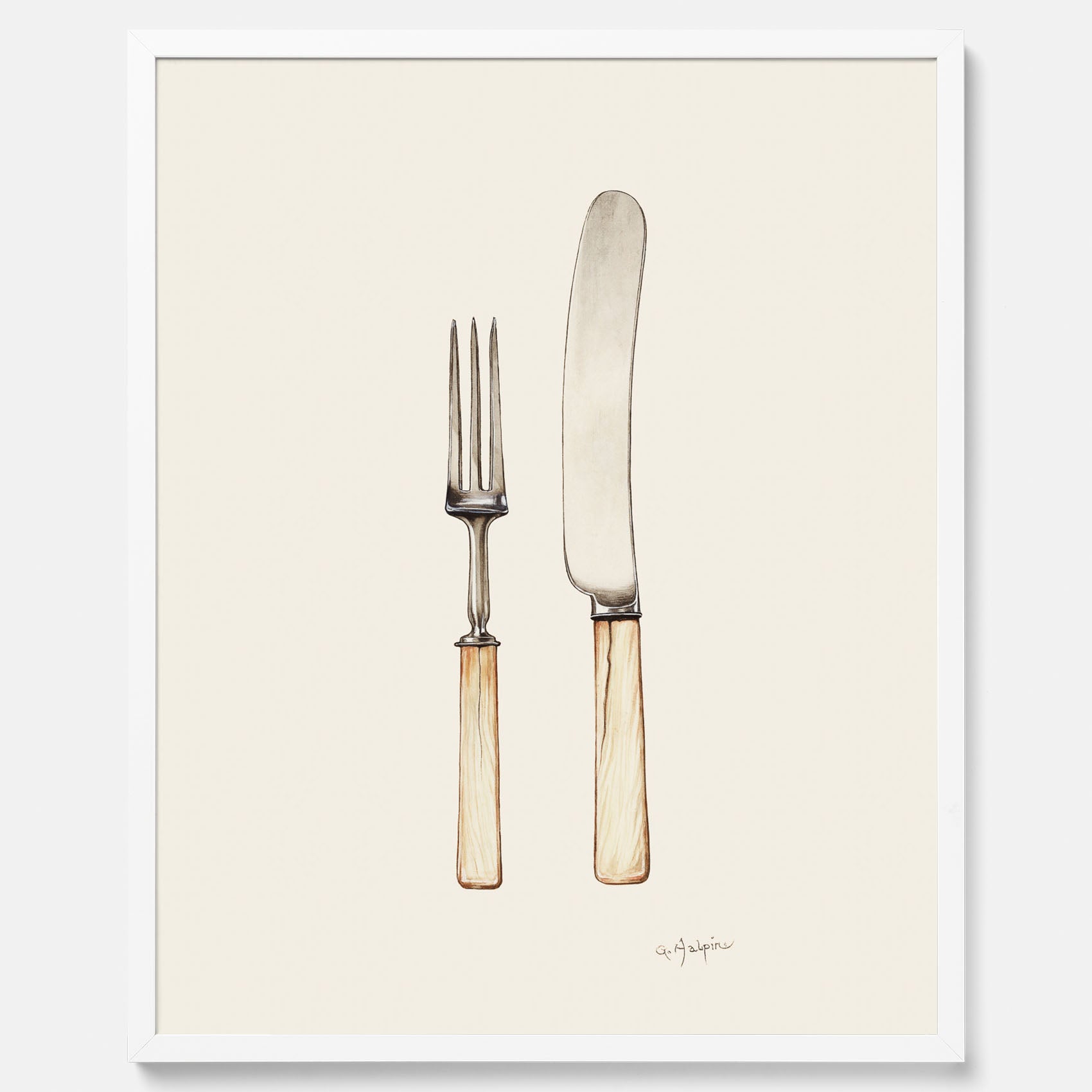 Kökstavla med Kniv &amp; Gaffel poster  – Köksposter, tavla till kök med bestick, kökstavla, poster till kök
