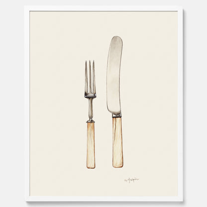 Kökstavla med Kniv &amp; Gaffel poster  – Köksposter, tavla till kök med bestick, kökstavla, poster till kök