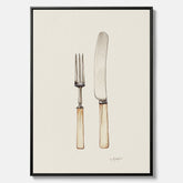 Canvastavla till kök med Kniv & Gaffel poster  – Köksposter, tavla till kök med bestick, kökstavla, poster till kök