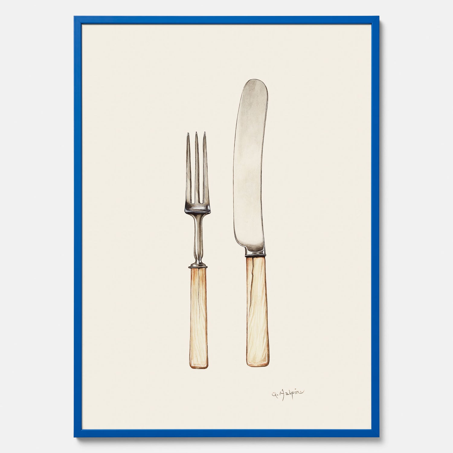 Kökstavla med Kniv &amp; Gaffel poster  – Köksposter, tavla till kök med bestick, kökstavla, poster till kök