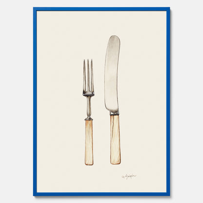 Kökstavla med Kniv &amp; Gaffel poster  – Köksposter, tavla till kök med bestick, kökstavla, poster till kök