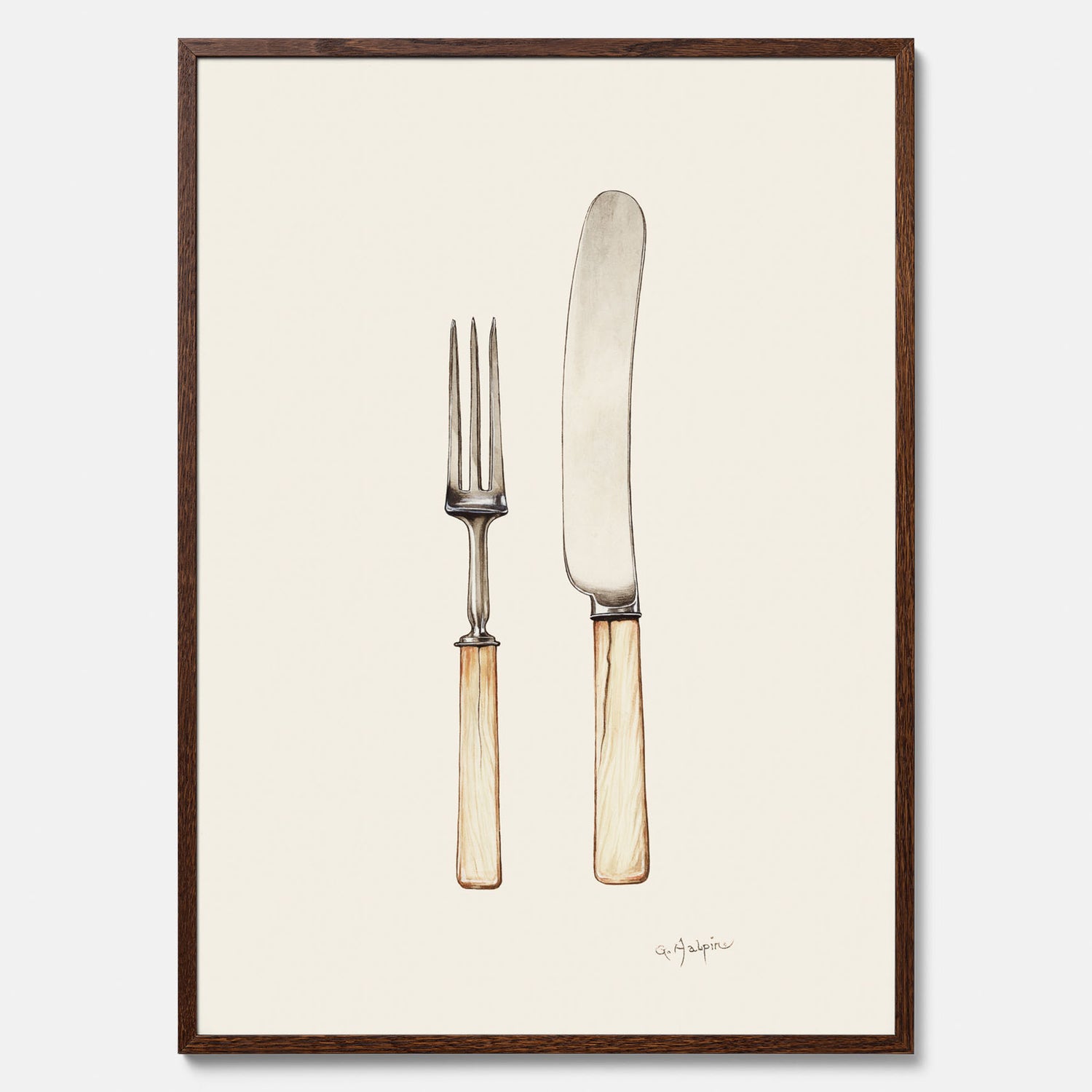 Kökstavla med Kniv &amp; Gaffel poster  – Köksposter, tavla till kök med bestick, kökstavla, poster till kök
