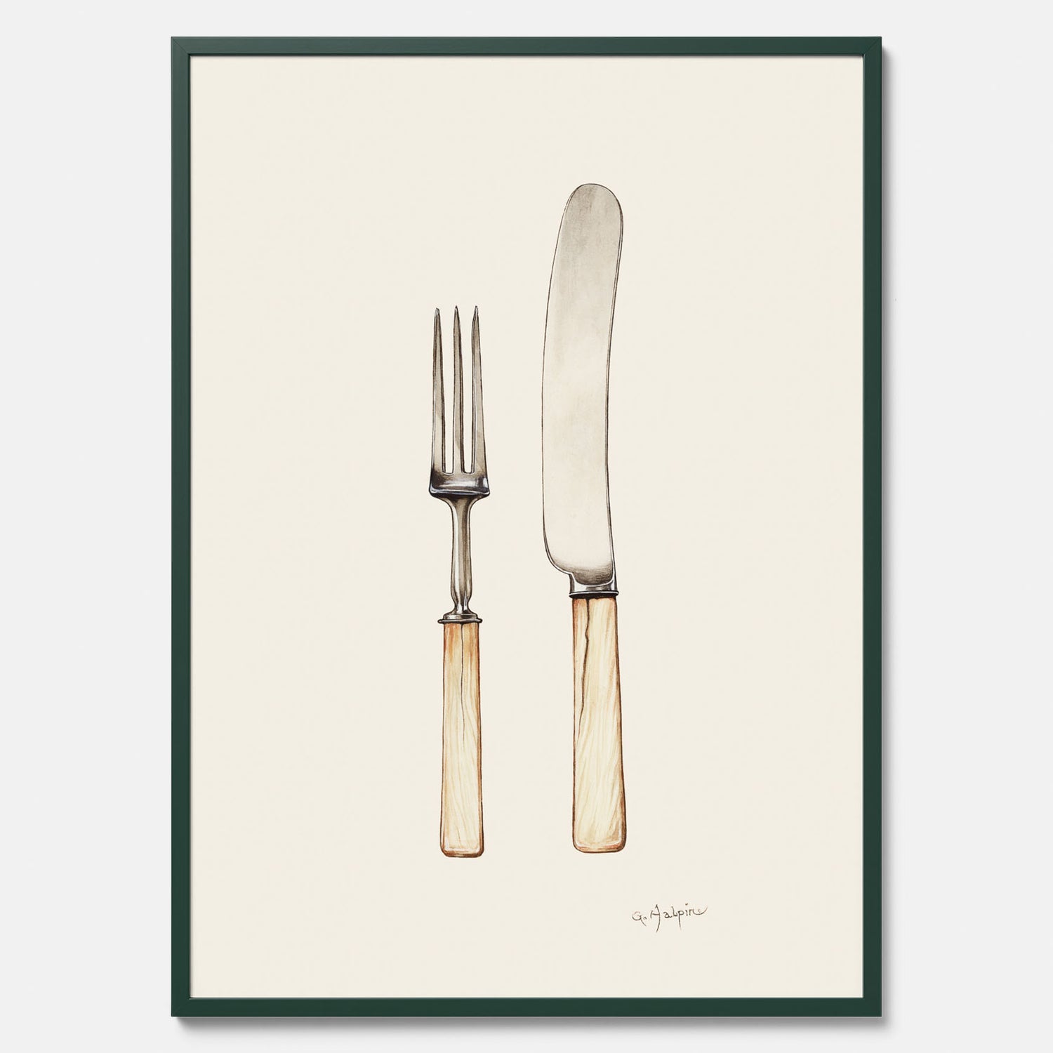 Kökstavla med Kniv &amp; Gaffel poster  – Köksposter, tavla till kök med bestick, kökstavla, poster till kök