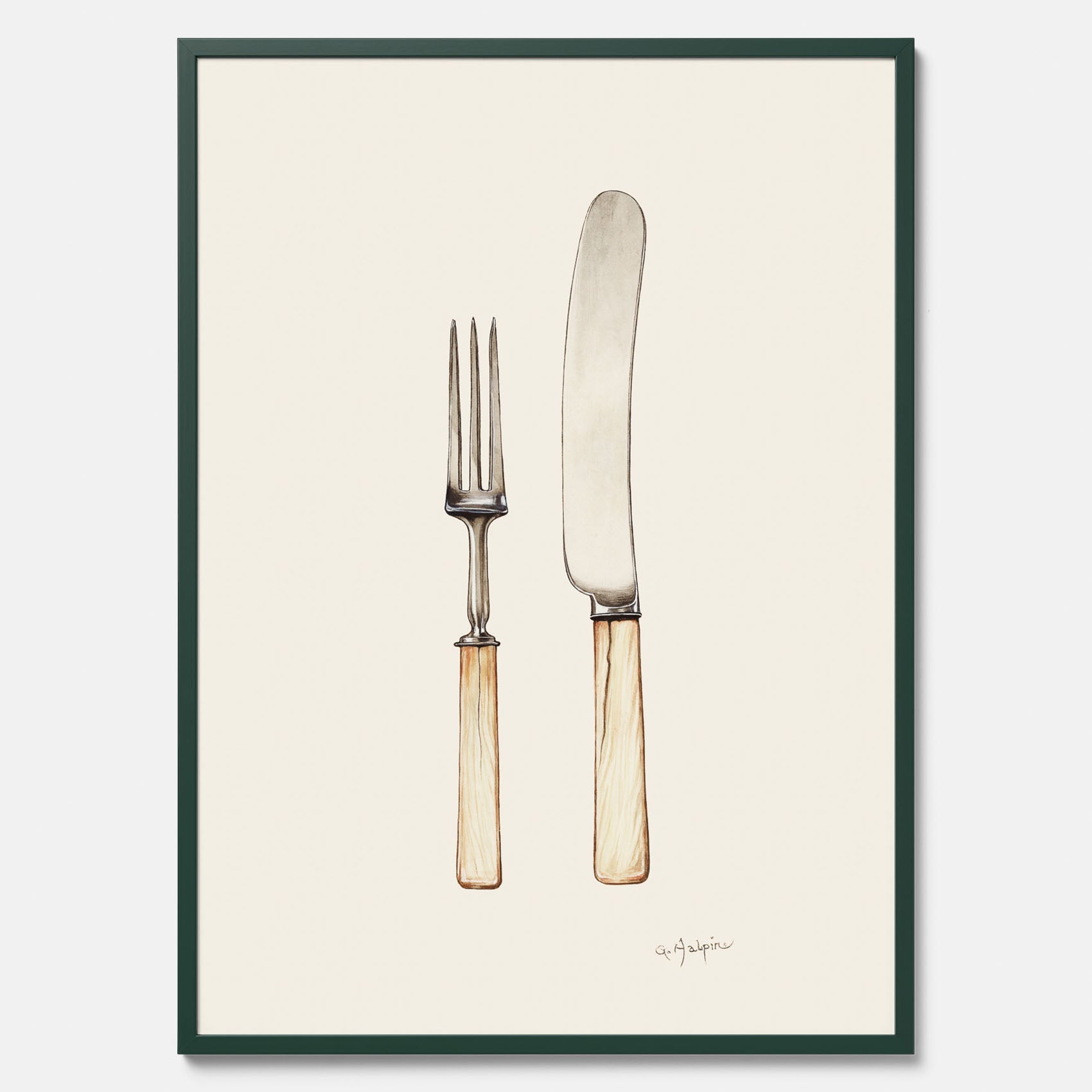 Kökstavla med Kniv &amp; Gaffel poster  – Köksposter, tavla till kök med bestick, kökstavla, poster till kök