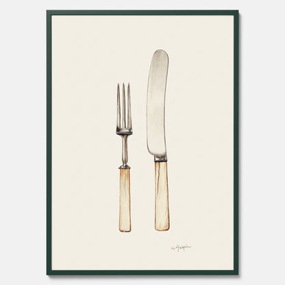 Kökstavla med Kniv &amp; Gaffel poster  – Köksposter, tavla till kök med bestick, kökstavla, poster till kök