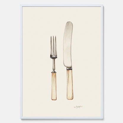 Kökstavla med Kniv &amp; Gaffel poster  – Köksposter, tavla till kök med bestick, kökstavla, poster till kök